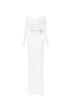 Minimalist V-Neck Wrap Ruched Bodice Diagonal Drape Stretch Knit Long Formal Dress