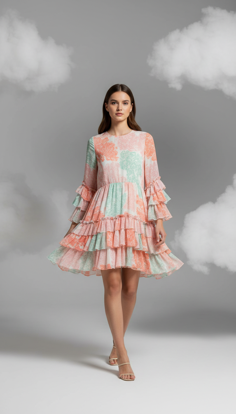 Ruched Synthetic Mini Dress