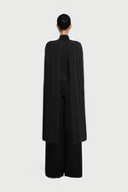Mock Neck Cross Twist Cape Sleeve Waist Ruched Slim Knit Top