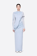 Diagonal Draped Ruched Waist Slim Fit Long Formal Dress