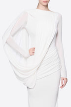 Diagonal Draped Ruched Waist Slim Fit Long Formal Dress