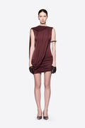 Draped Sleeveless Ruched Bodycon Mini Dress