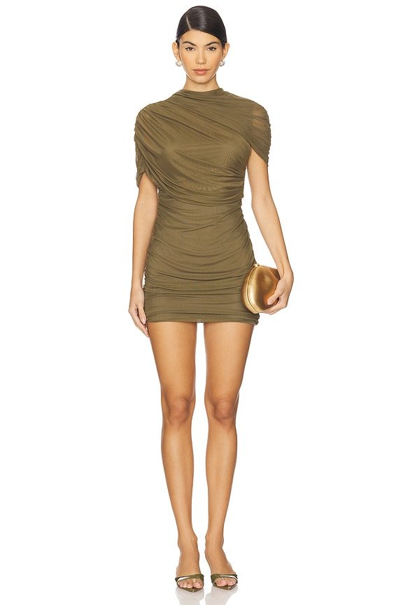 Asymmetric Wrap Mesh Bodycon Short Dress - MAYMOONLY