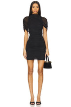 Asymmetric Wrap Mesh Bodycon Short Dress - MAYMOONLY