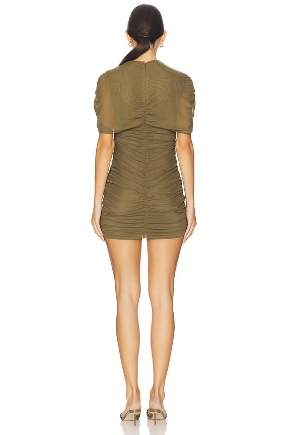 Asymmetric Wrap Mesh Bodycon Short Dress - MAYMOONLY