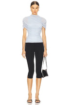 Asymmetric Wrap Stretch Mesh Short Sleeve Blouse - MAYMOONLY