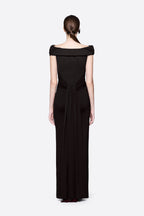 Diagonal Draped Ruched Bodice Sleeveless Floor Length Dress - MAYMOONLY
