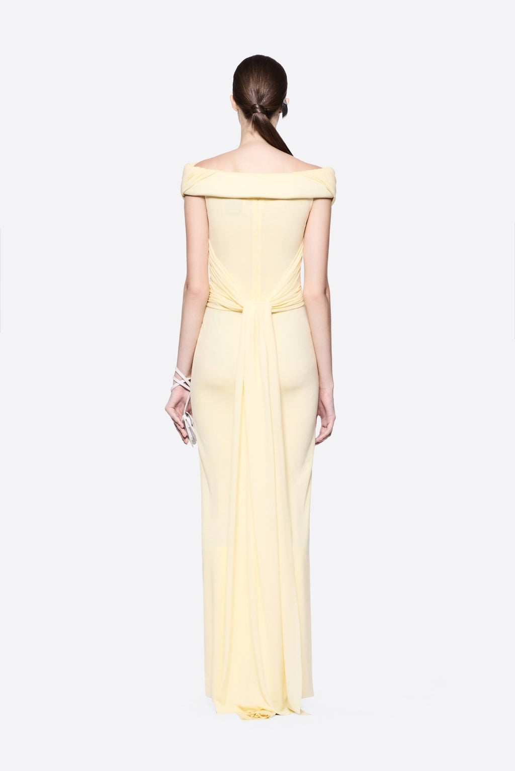Diagonal Draped Ruched Bodice Sleeveless Floor Length Dress - MAYMOONLY