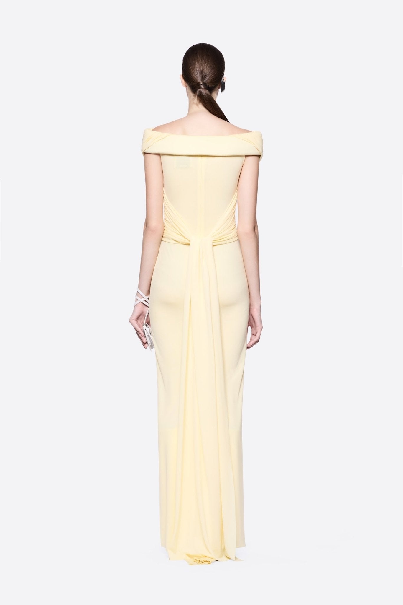 Diagonal Draped Ruched Bodice Sleeveless Floor Length Dress - MAYMOONLY