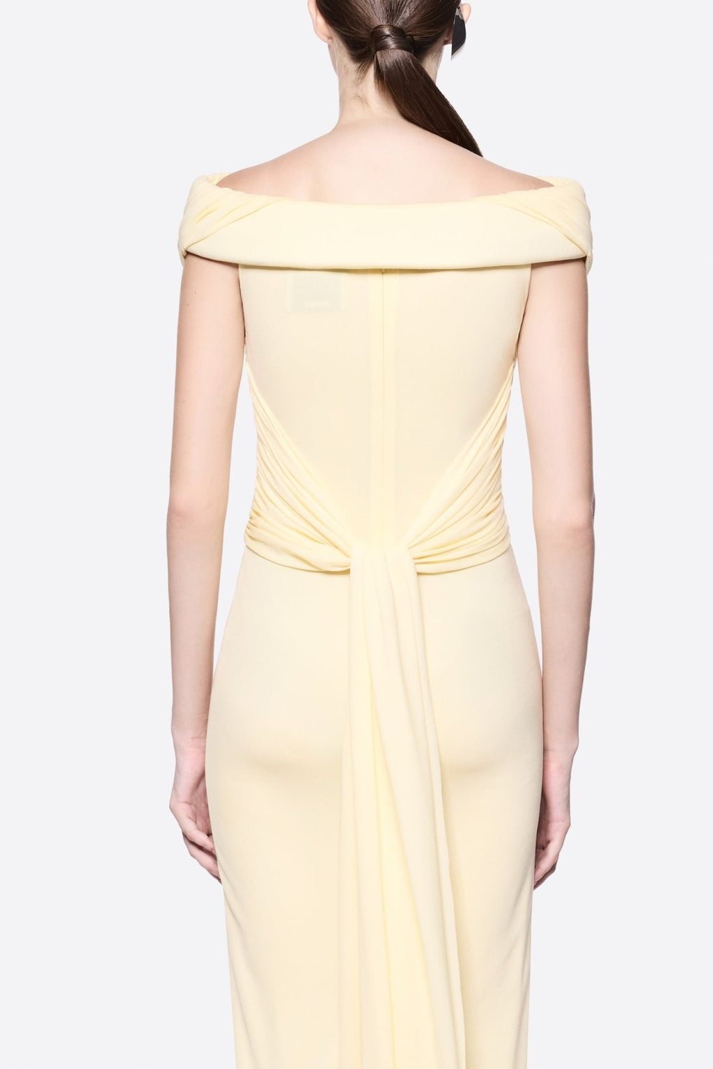 Diagonal Draped Ruched Bodice Sleeveless Floor Length Dress - MAYMOONLY