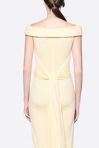 Diagonal Draped Ruched Bodice Sleeveless Floor Length Dress - MAYMOONLY
