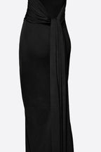 Diagonal Draped Ruched Bodice Sleeveless Floor Length Dress - MAYMOONLY