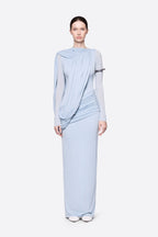 Diagonal Draped Ruched Waist Slim Fit Long Formal Dress - MAYMOONLY