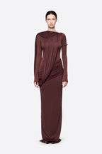Diagonal Draped Ruched Waist Slim Fit Long Formal Dress - MAYMOONLY