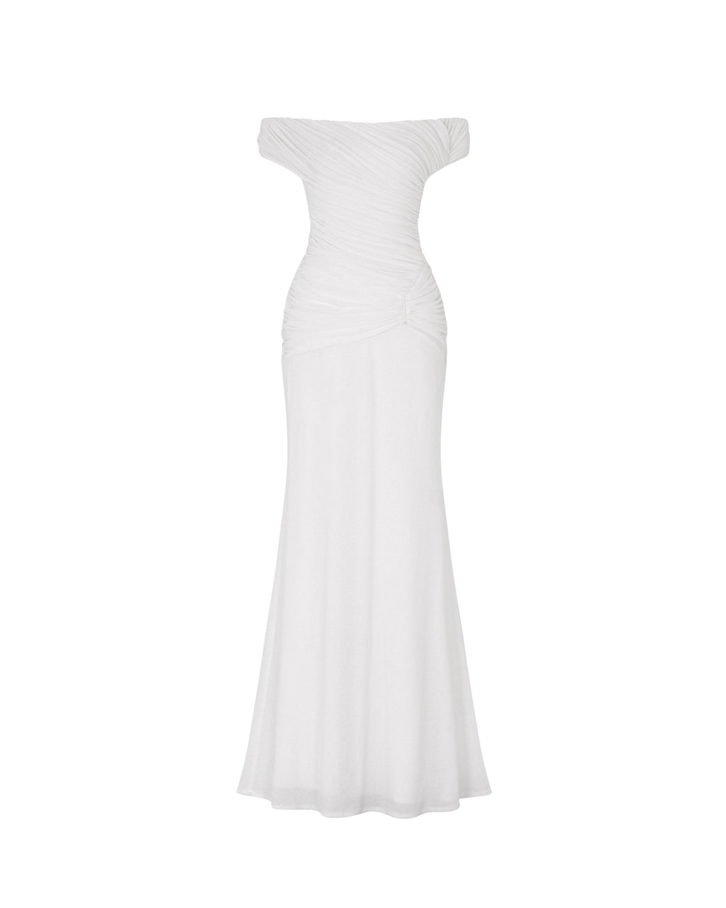 Diagonal Ruched Waist Off Shoulder Mermaid Evening Gown - MAYMOONLY