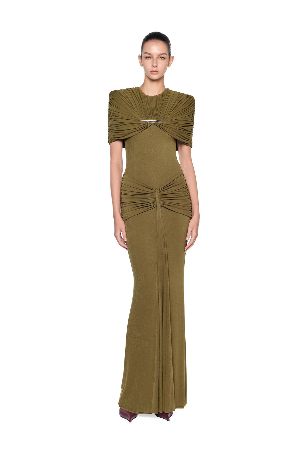 Draped Pleat Red Carpet Mermaid Dress - MAYMOONLY