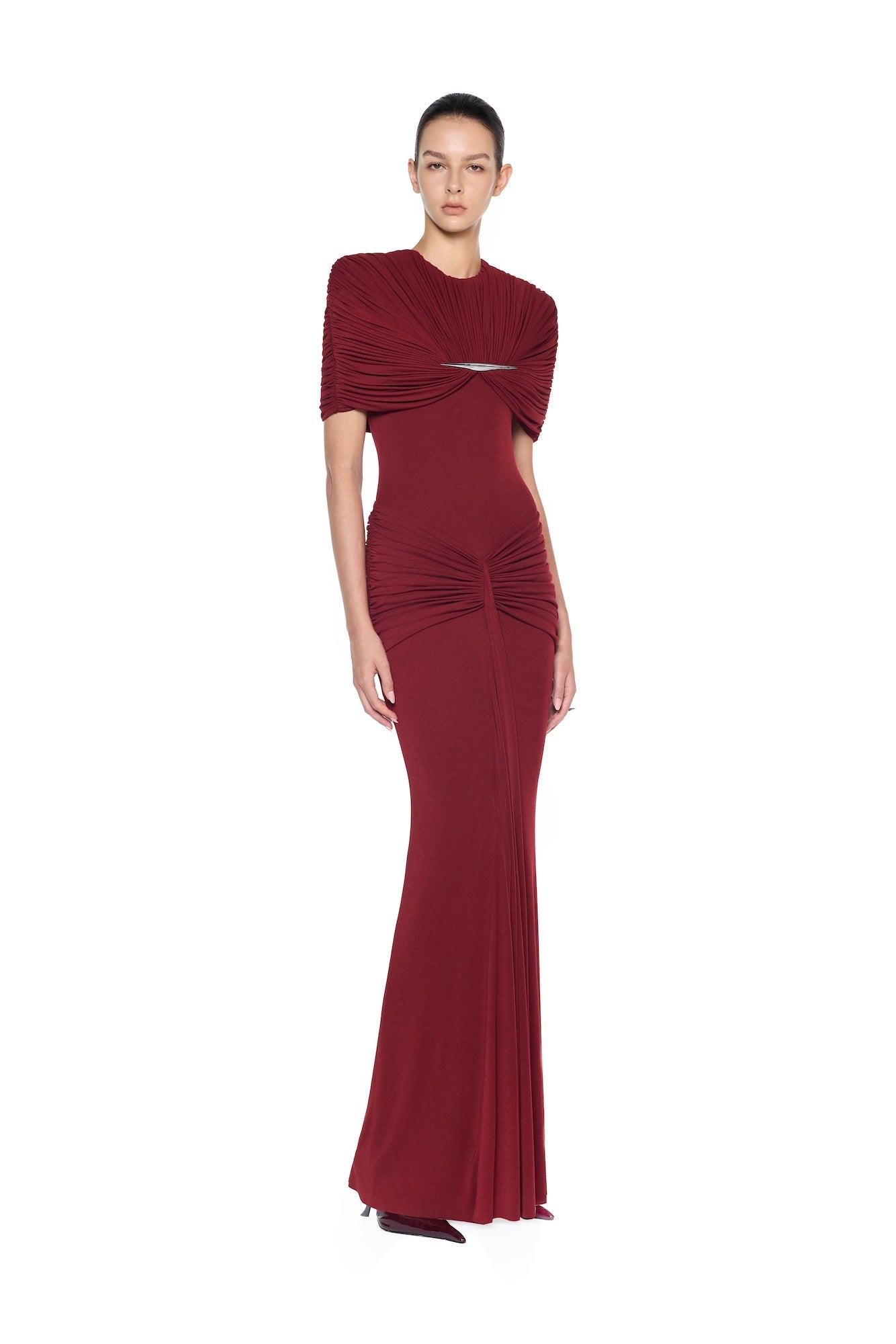 Draped Pleat Red Carpet Mermaid Dress - MAYMOONLY