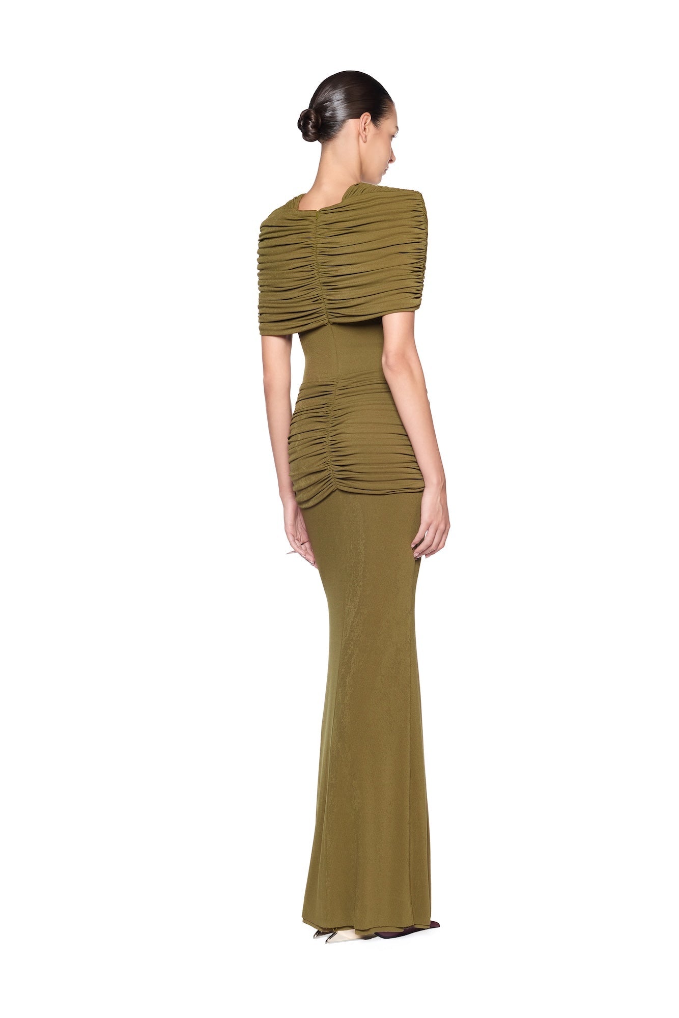 Draped Pleat Red Carpet Mermaid Dress - MAYMOONLY