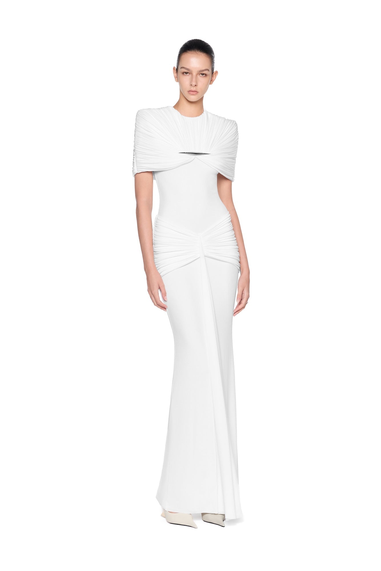 Draped Pleat Red Carpet Mermaid Dress - MAYMOONLY
