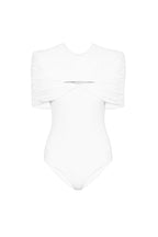 Draped Pleated Short Sleeve Bodysuit Wide Leg Pants Two Piece Set - MAYMOONLY