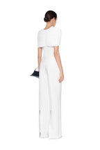 Draped Pleated Short Sleeve Bodysuit Wide Leg Pants Two Piece Set - MAYMOONLY
