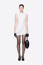 Draped Sleeveless Ruched Bodycon Mini Dress - MAYMOONLY