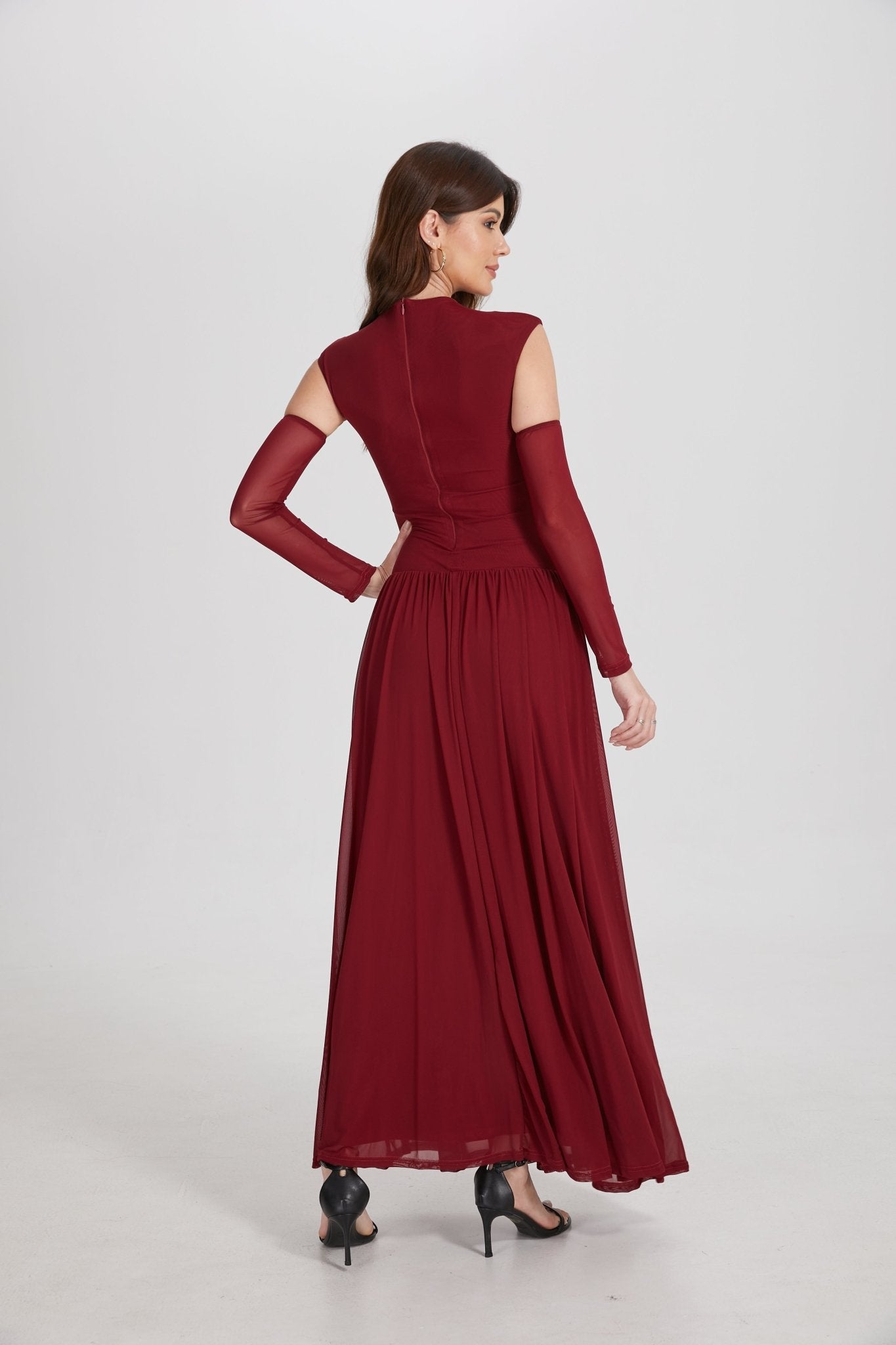 Elegant Structured Pleated Waist Long Formal Party Maxi Dress - MAYMOONLY