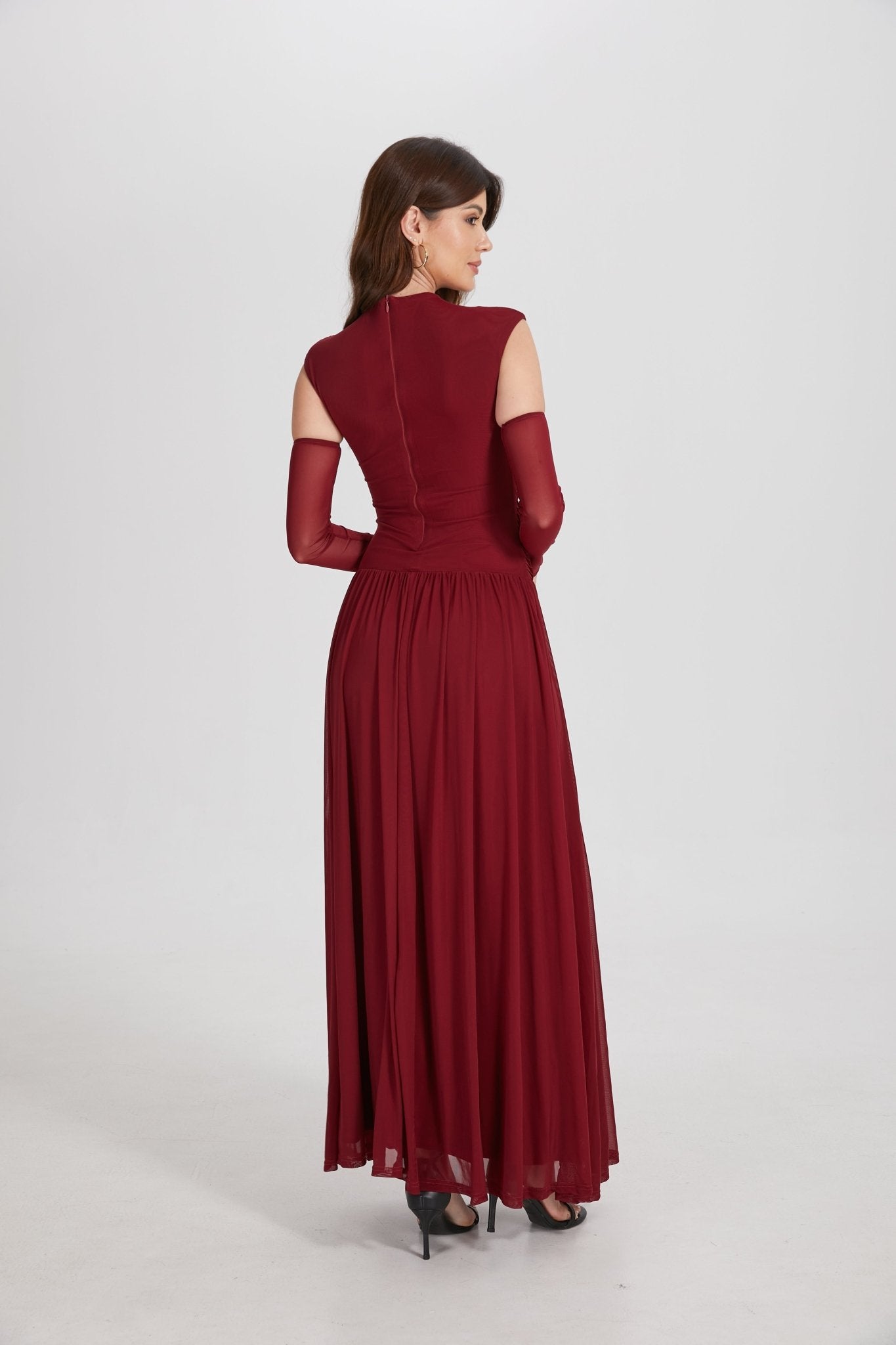 Elegant Structured Pleated Waist Long Formal Party Maxi Dress - MAYMOONLY