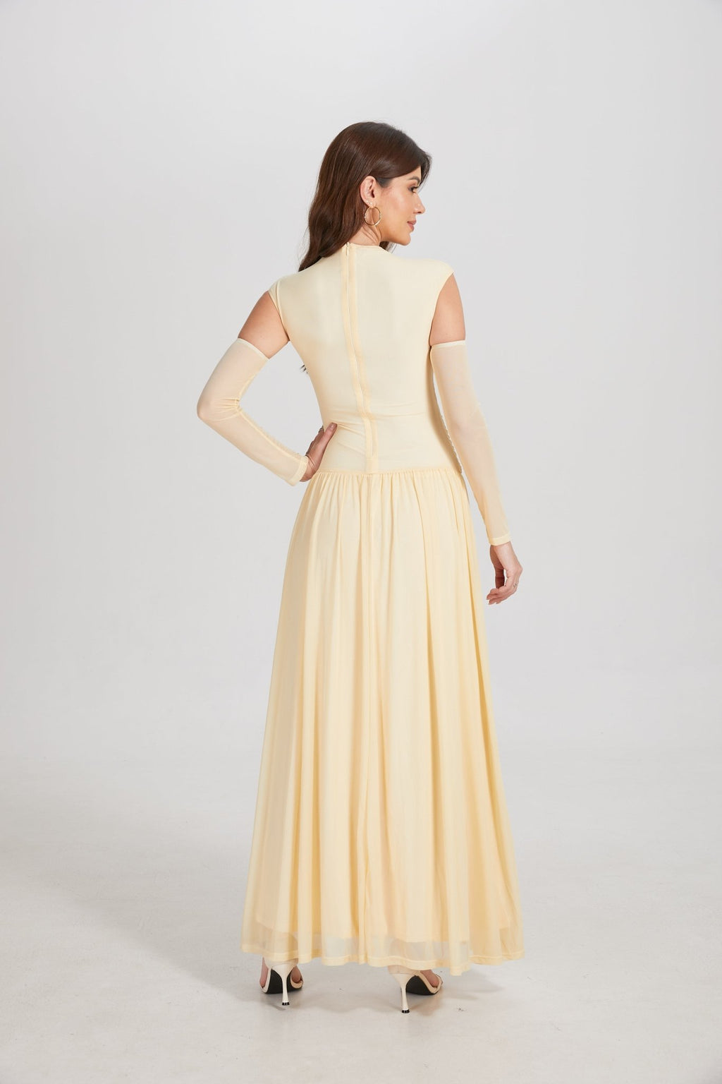 Elegant Structured Pleated Waist Long Formal Party Maxi Dress - MAYMOONLY