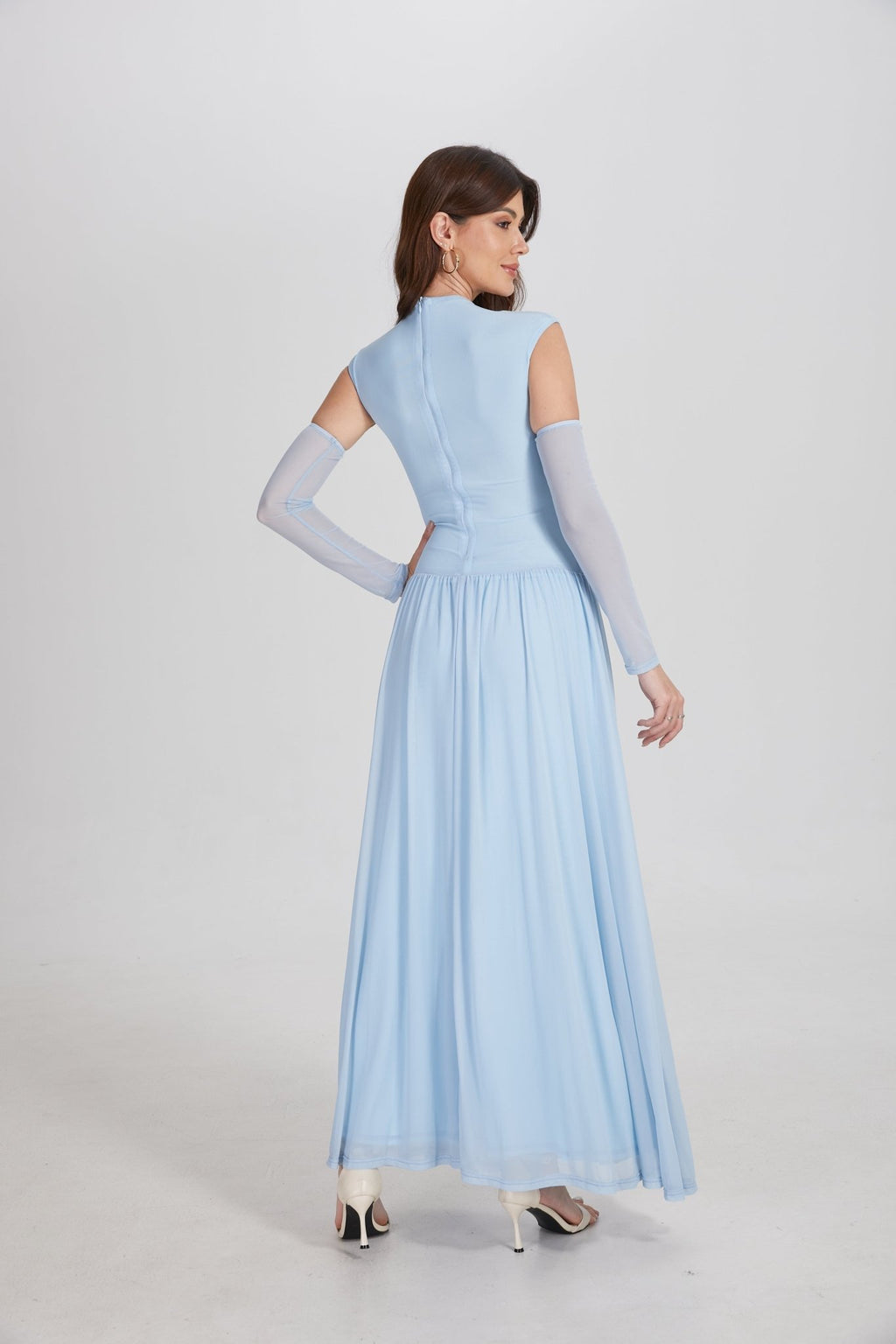 Elegant Structured Pleated Waist Long Formal Party Maxi Dress - MAYMOONLY