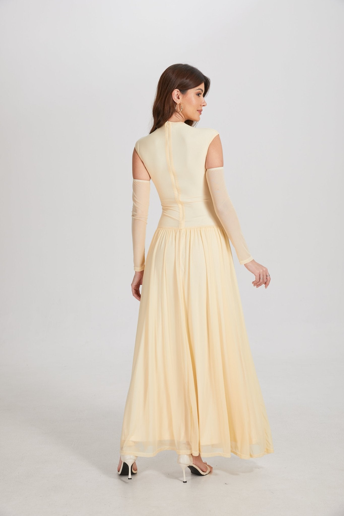 Elegant Structured Pleated Waist Long Formal Party Maxi Dress - MAYMOONLY