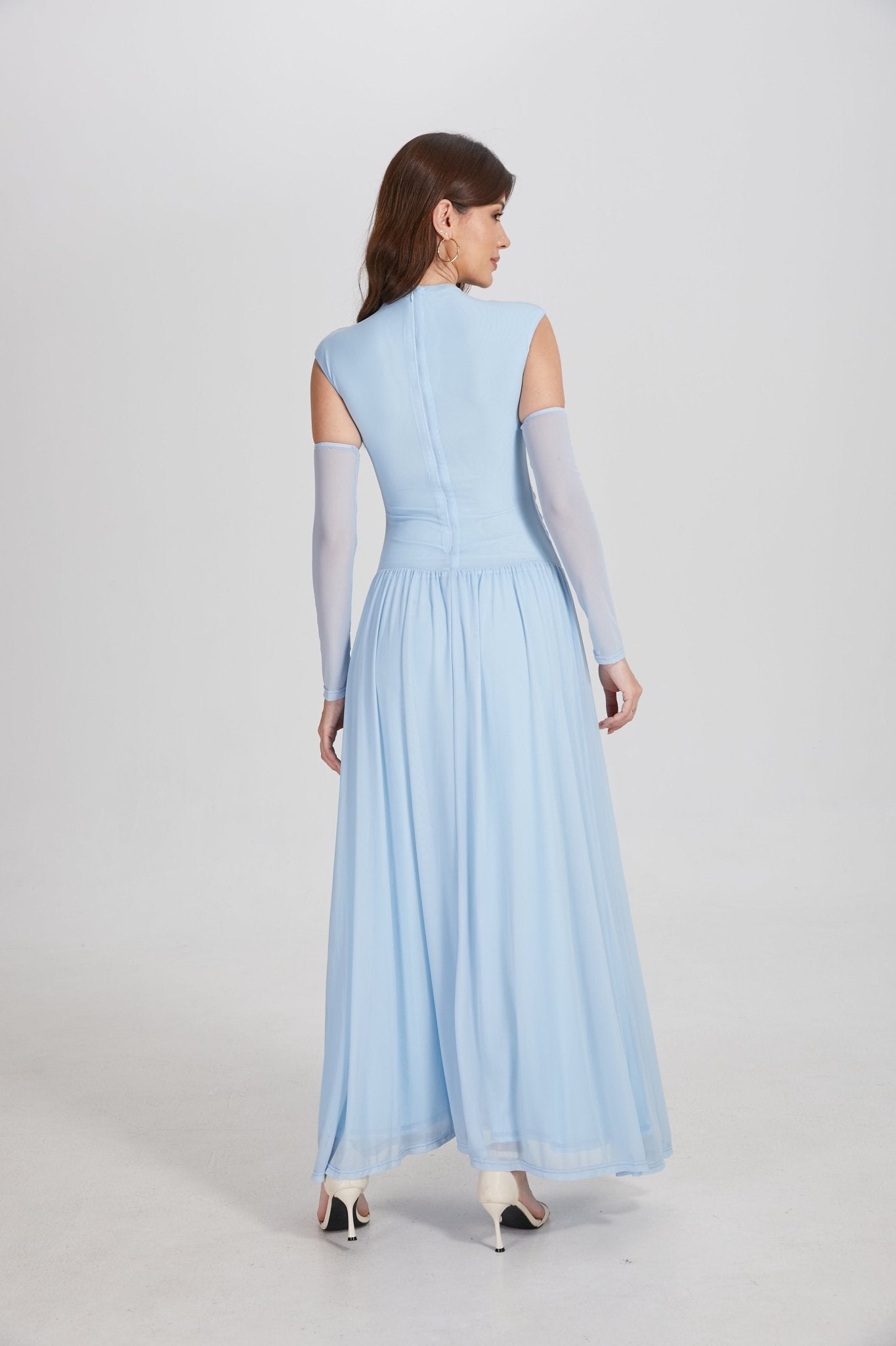 Elegant Structured Pleated Waist Long Formal Party Maxi Dress - MAYMOONLY