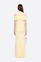 High Neck Chest Cutout Waist Tiered Ruched Floor Length Formal Gown - MAYMOONLY