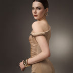 One Shoulder Strap Twist Hardware Side Gathered Bodycon Floor Length Evening Gown