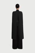 Mock Neck Cross Twist Cape Sleeve Waist Ruched Slim Knit Top - MAYMOONLY