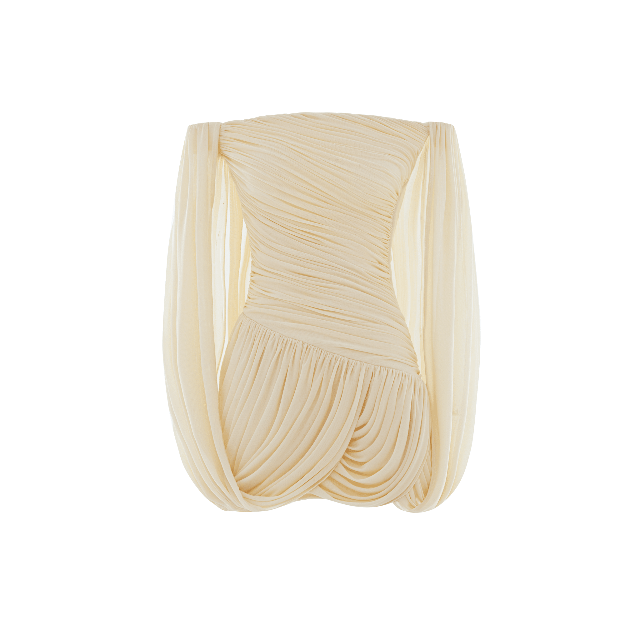 Off Shoulder Flowy Sleeve Ruched Mini Dress - MAYMOONLY