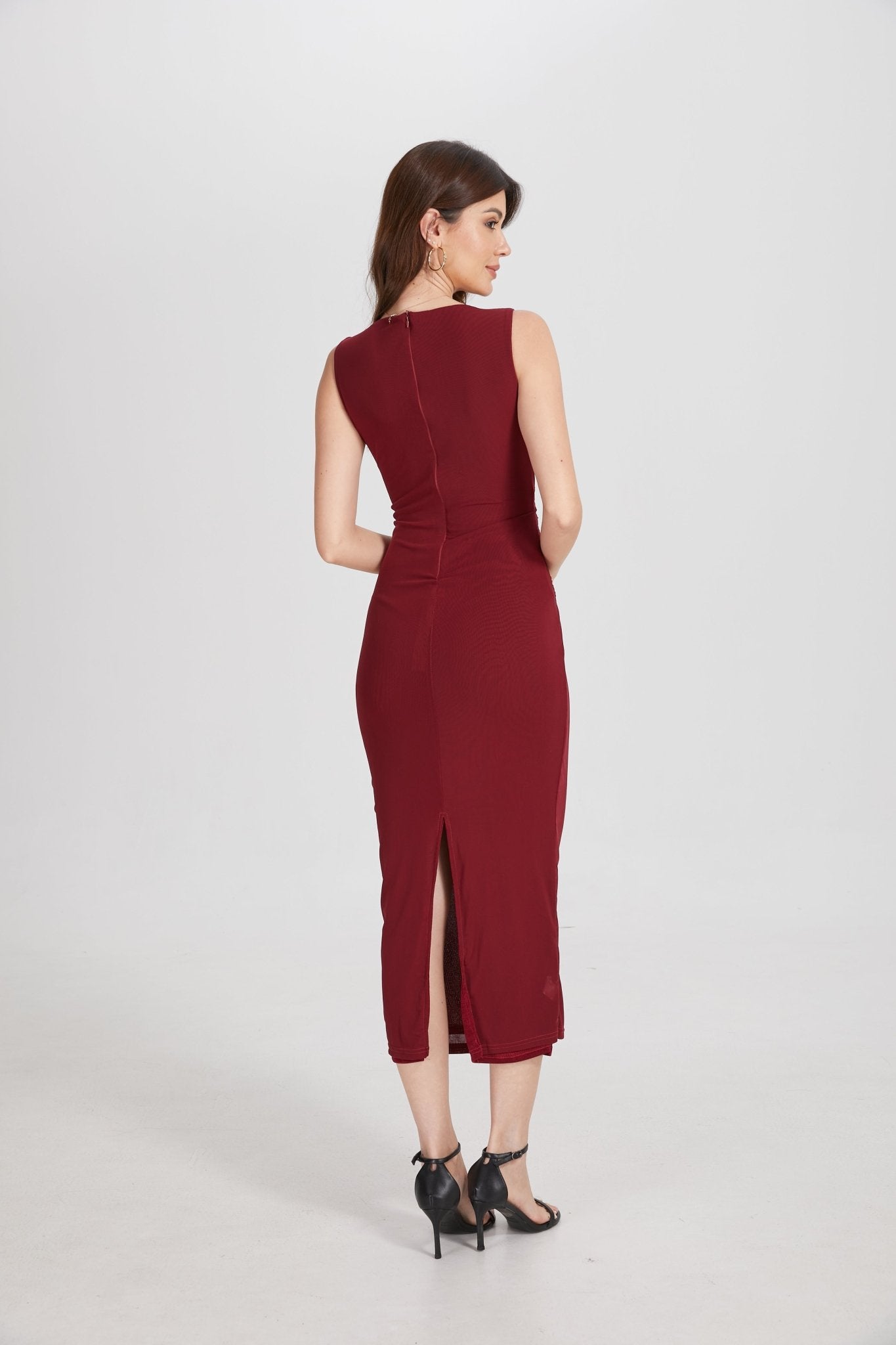 One Shoulder Hardware Ruched Slim Fit Evening Gown - MAYMOONLY