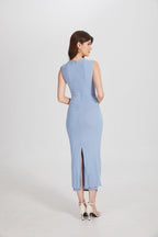 One Shoulder Hardware Ruched Slim Fit Evening Gown - MAYMOONLY