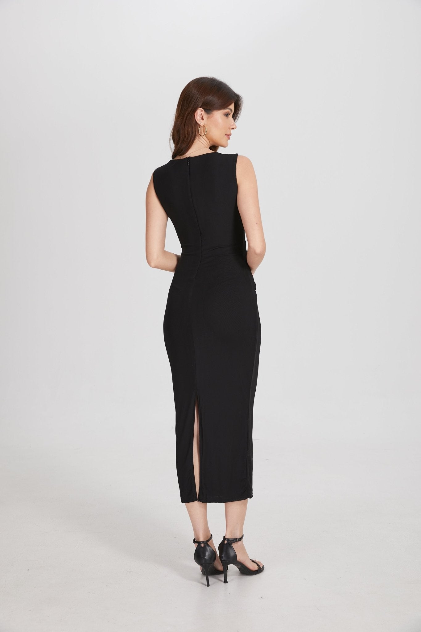 One Shoulder Hardware Ruched Slim Fit Evening Gown - MAYMOONLY