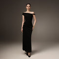 One Shoulder Strap Twist Hardware Side Gathered Bodycon Floor Length Evening Gown - MAYMOONLY