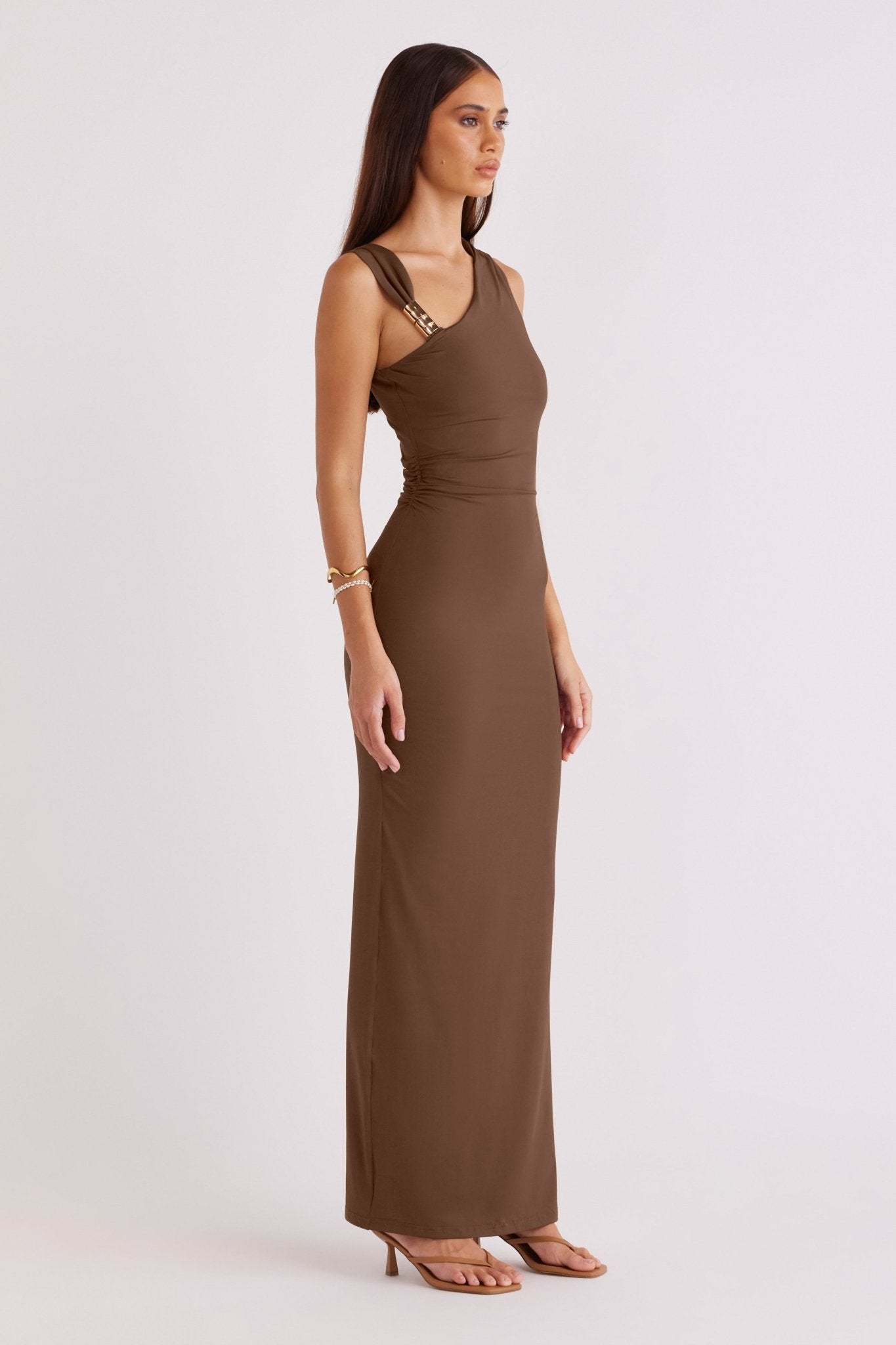 Sleeveless Side Slit Bodycon Stretch Long Dres - MAYMOONLY