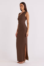 Sleeveless Side Slit Bodycon Stretch Long Dres - MAYMOONLY
