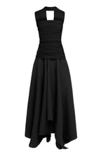 Strapless Ruched Tube Top Matching Detachable Scarf Neck Wrap Asymmetric Flowy Maxi Skirt Two Piece Set - MAYMOONLY